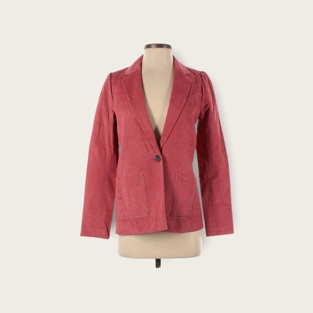 HINGE Corduroy Melon Color Two Pocket Front One Button Blazer Jacket Size XX1